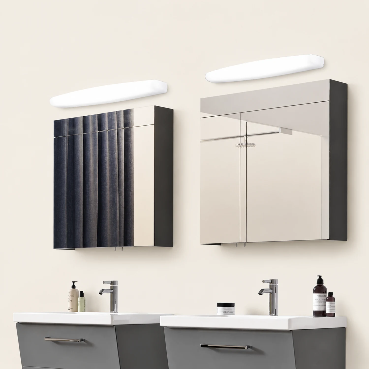 Edge Ovale weiße Spiegelfront Eitelkeit Wandleuchte, 60CM Lang - Lumpaz