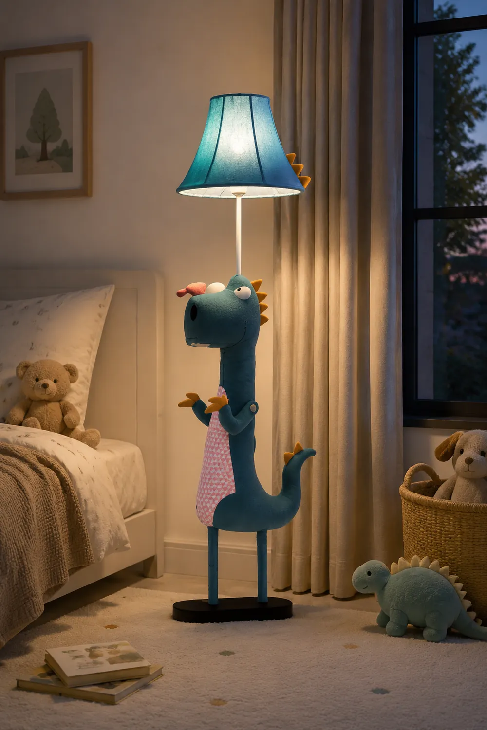 Minori Stehleuchte in Blaue Dinosaurier-Form, Metall, 130CM Lang - Lumpaz