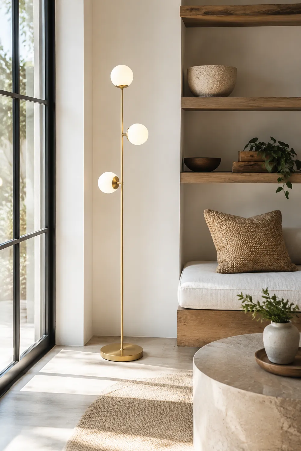 Valentina Stehlampe, 3-flammig, Messing & Glas, 160CM Lang - Lumpaz