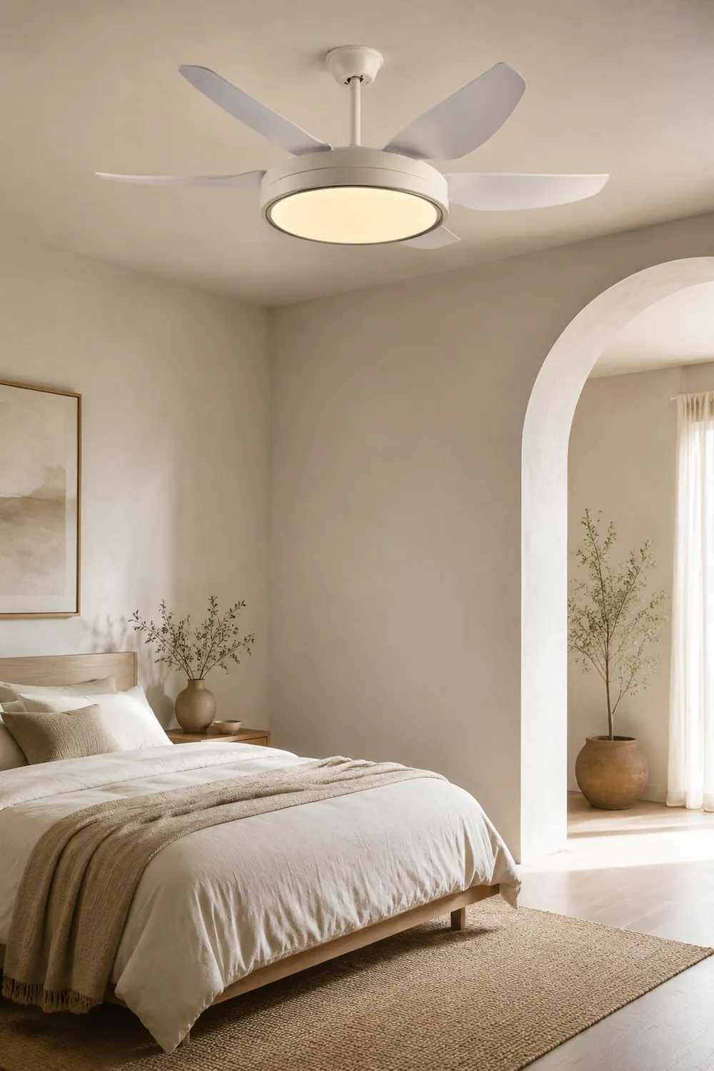 Haydn Weißer 6-Blatt-Deckenventilator mit Beleuchtung Grundlegend , ∅130CM - Lumpaz