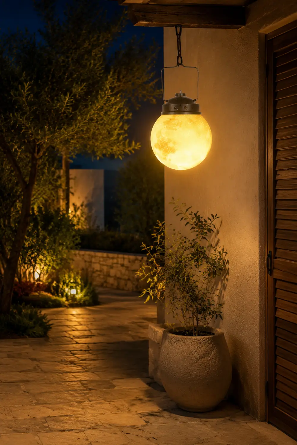 Elif Außenpendelleuchte Mond, Solar, ∅15/25/30/50/60CM - Lumpaz