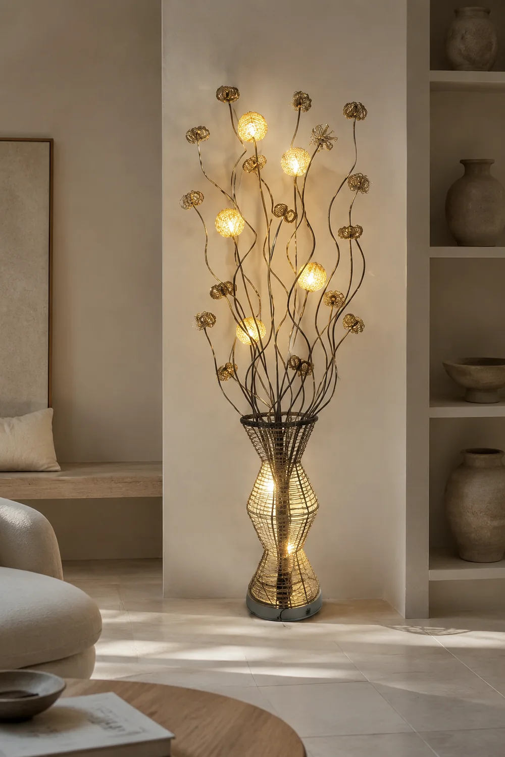 Bella Blumenvase Goldene Stehlampe, 160CM Lang - Lumpaz