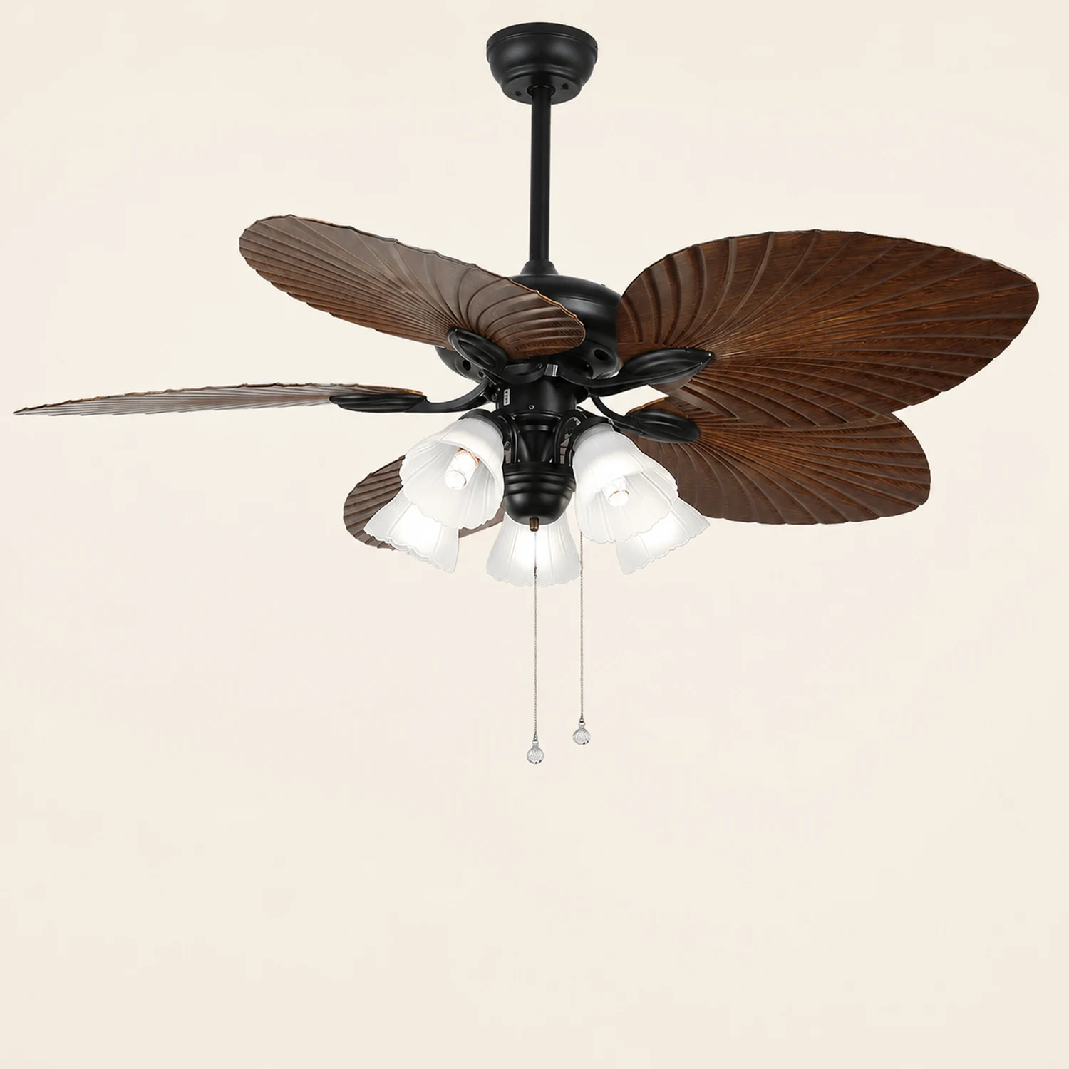 Ross 5-Blatt-Deckenventilator mit Beleuchtung/ w Laterne, 1/3/5 -flammig, ∅132CM - Lumpaz