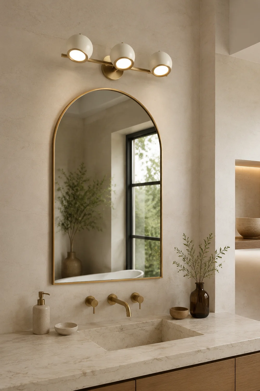 Leigh Globe Spiegel Front Vanity Wandleuchte, 1/2/3-flammig, 2 Farben - Lumpaz