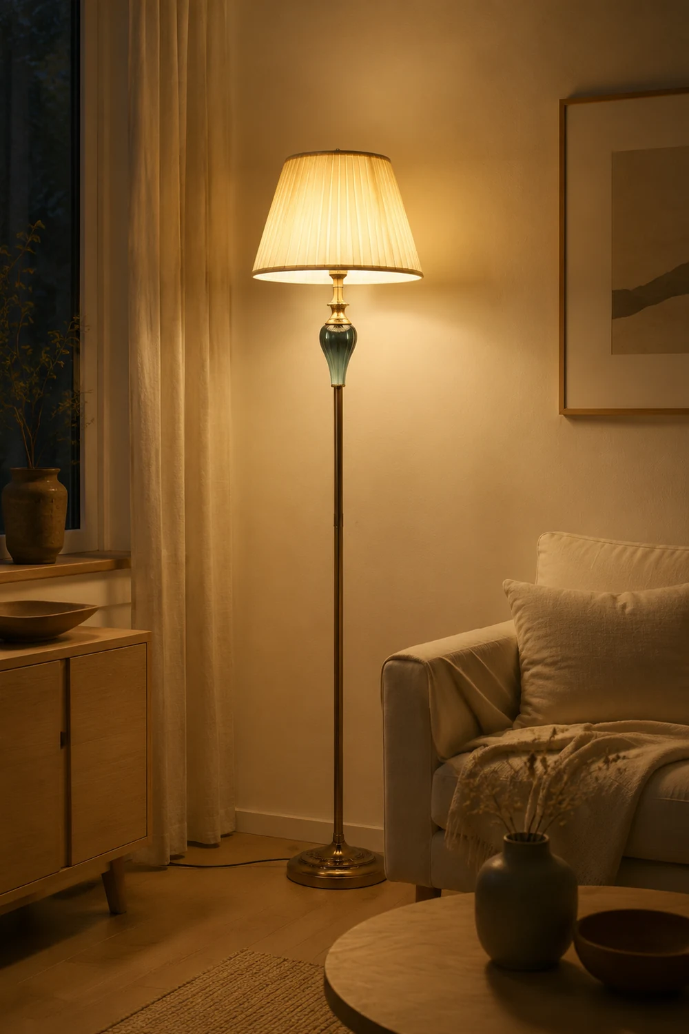 Eryn Stehlampe, Metall & Textil, 152CM Lang - Lumpaz