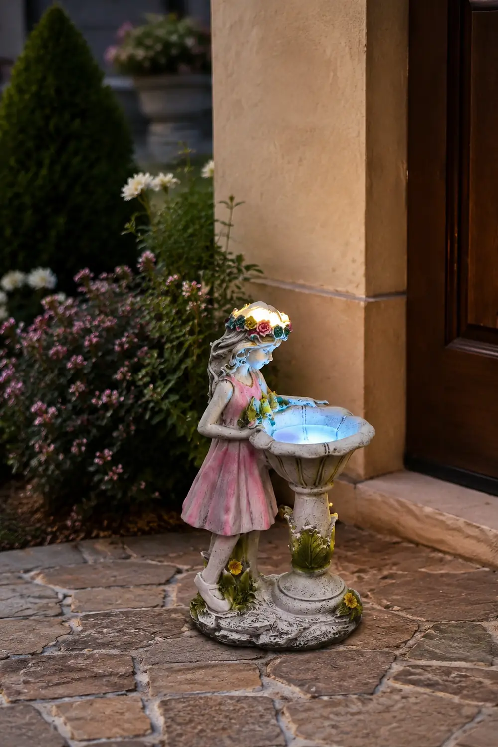 Minori Außenstehleuchte Feenmädchen Rosa Solarenergie, 28CM lang - Lumpaz