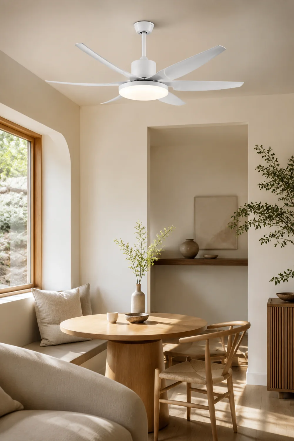 Haydn Weißer 6-Blatt-Deckenventilator mit Beleuchtung Grundlegend, ∅130CM - Lumpaz