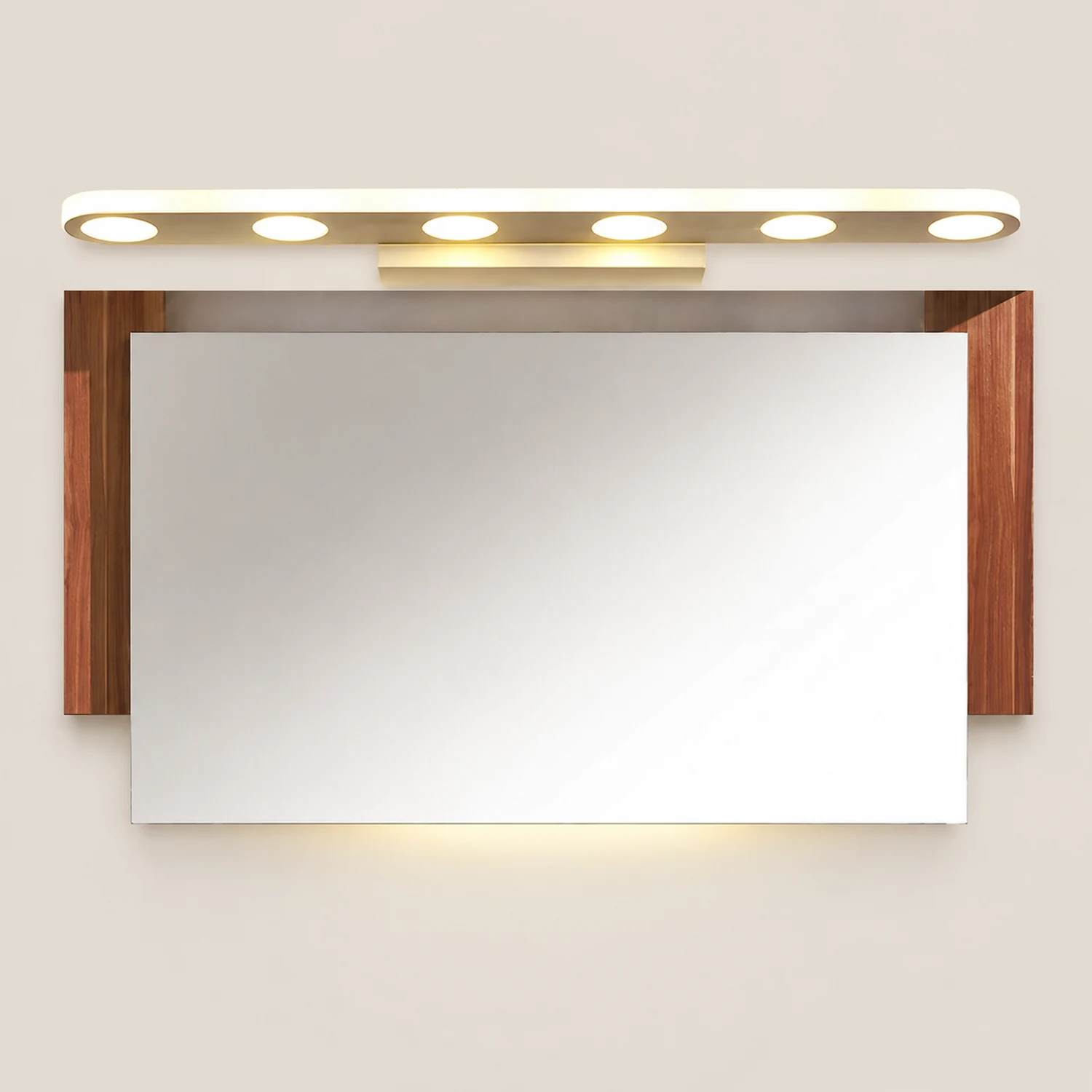 Leigh Ovale Weiße Spiegelfront Eitelkeit Wandleuchte, 41/58CM Lang - Lumpaz