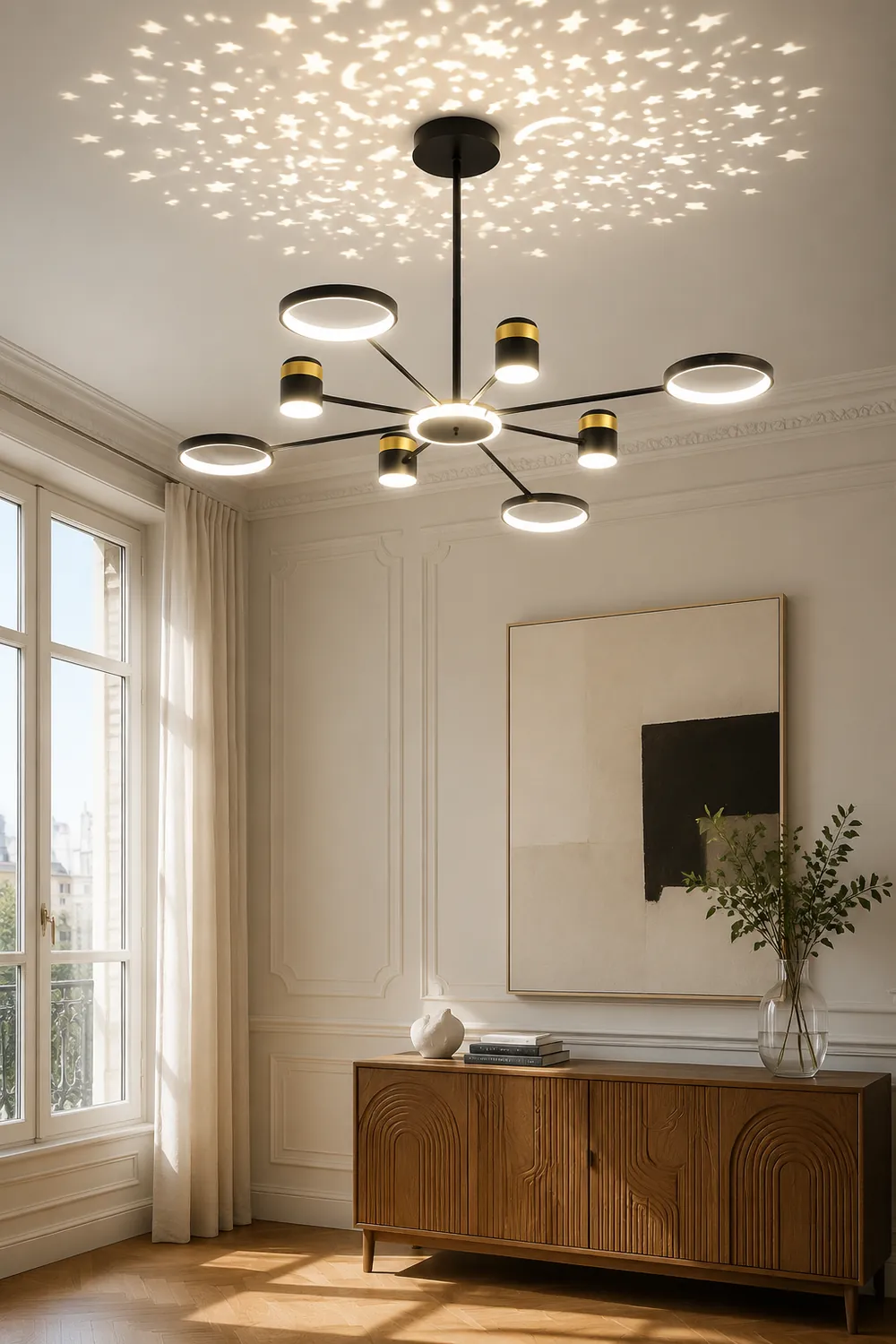 Moderner Kronleuchter Projektionslicht LED Sternenhimmel Lampe für Flur Schlafzimmer Wohnzimmer - Lumpaz