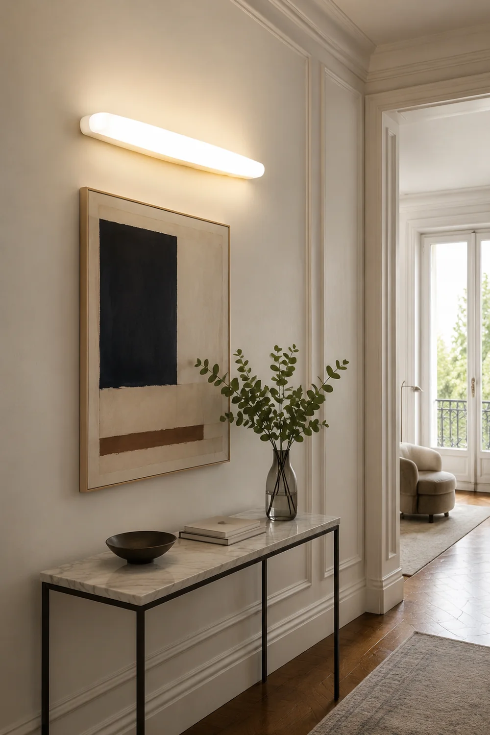 Edge Ovale weiße Spiegelfront Eitelkeit Wandleuchte, 60CM Lang - Lumpaz