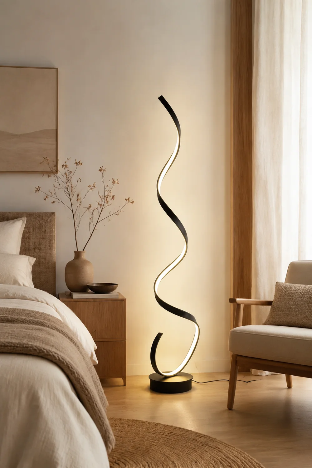 Stromlinienförmige Stehleuchte, 2 Farben, 135CM Lang - Lumpaz