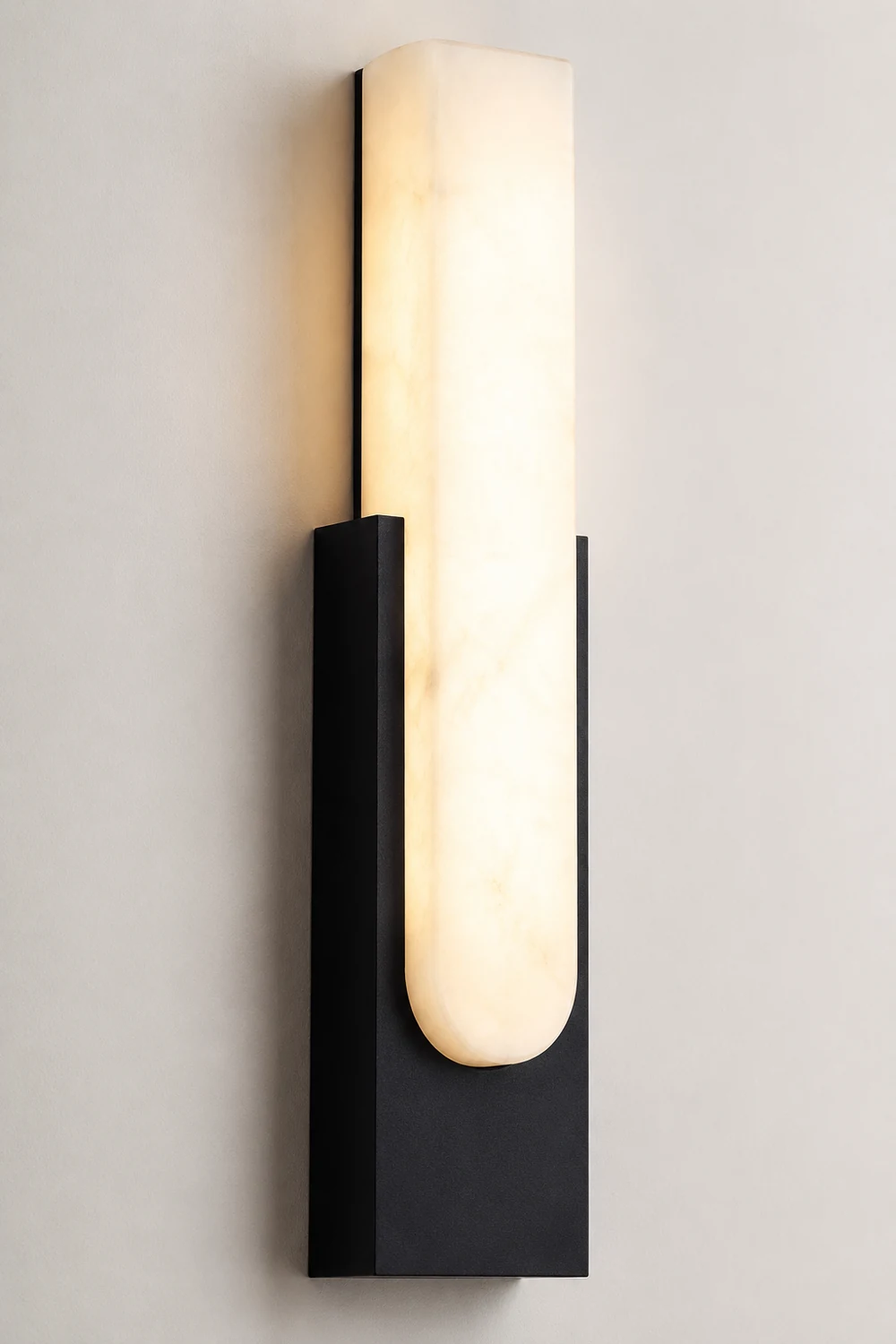 Chan Rechteckige Wandleuchte, Dolomit & Metall, 50CM Lang - Lumpaz