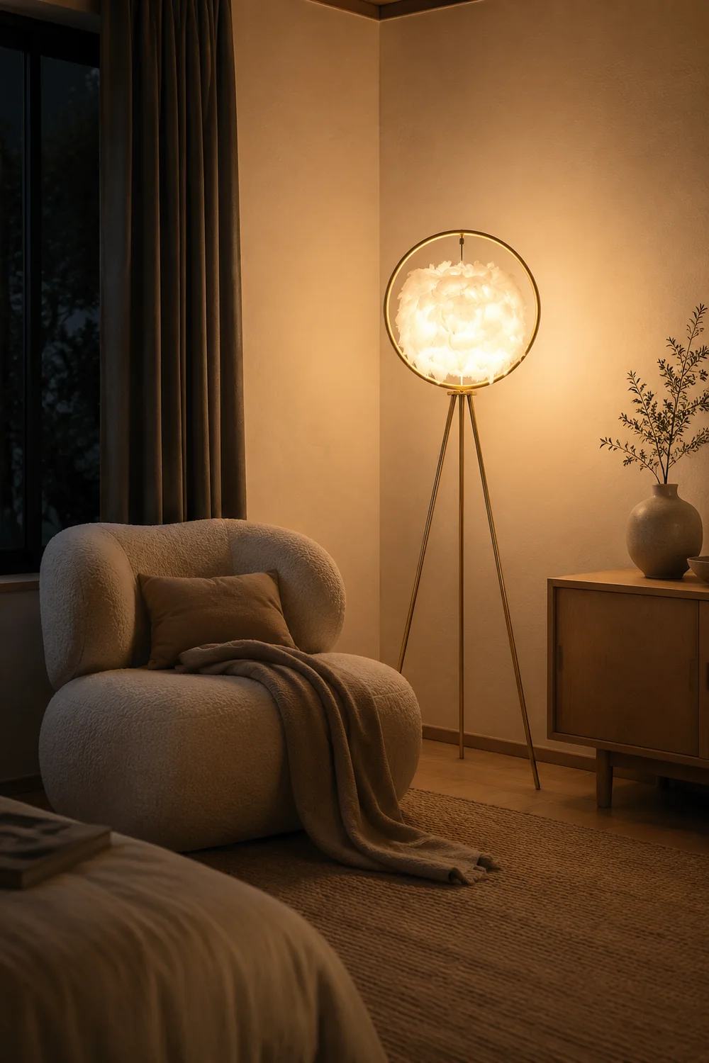 O'Moore Feder Ring Stativ Stehlampe, 2 Farben, 160CM Lang - Lumpaz