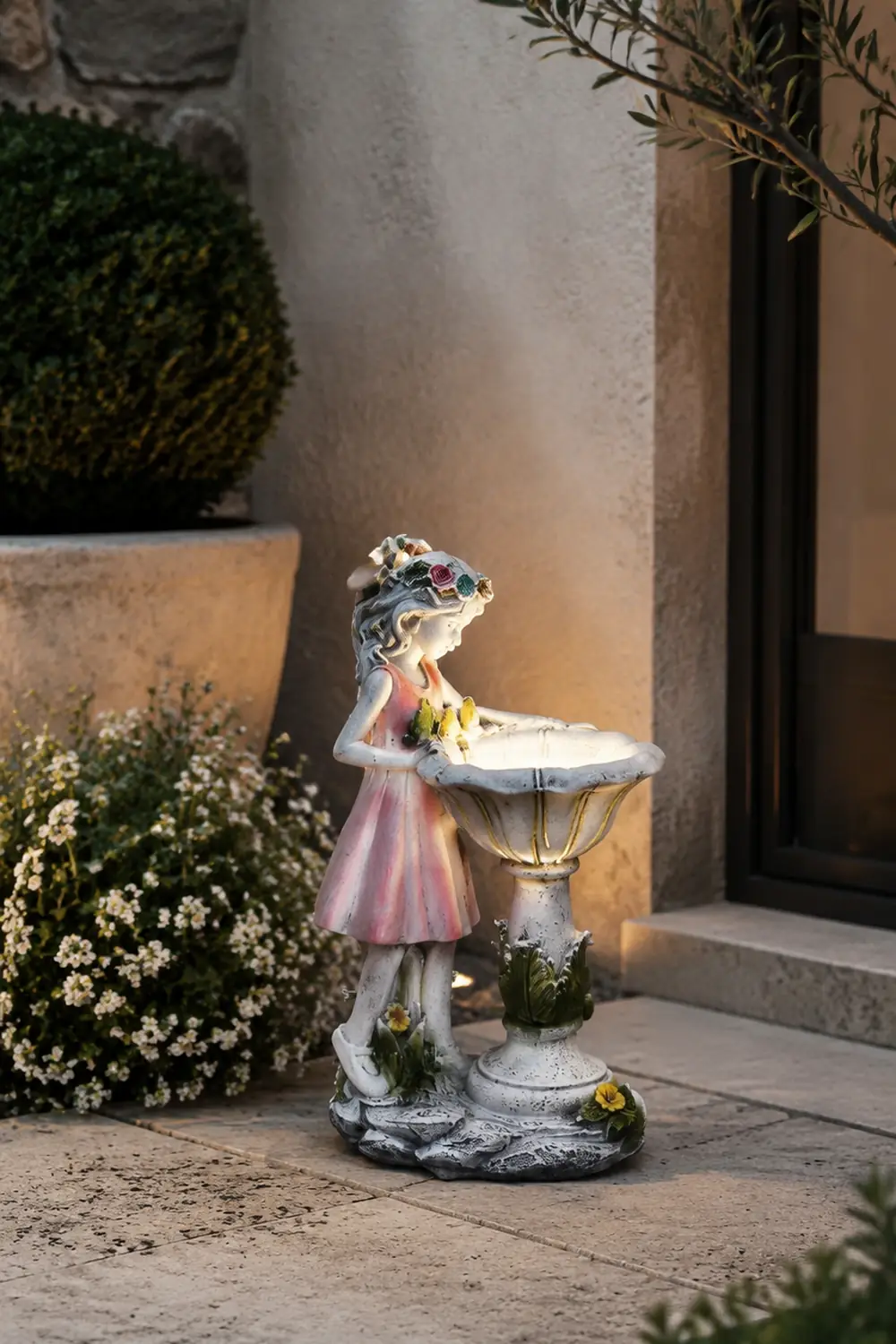 Minori Außenstehleuchte Feenmädchen Rosa Solarenergie, 28CM lang - Lumpaz