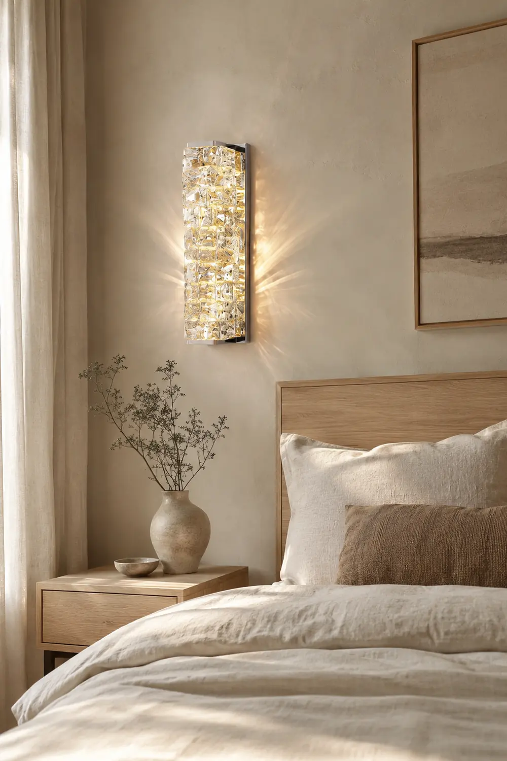 Kristy Spiegelfront Waschtisch-Wandleuchte, Kristall und Metall, 25/47/60CM Lang - Lumpaz