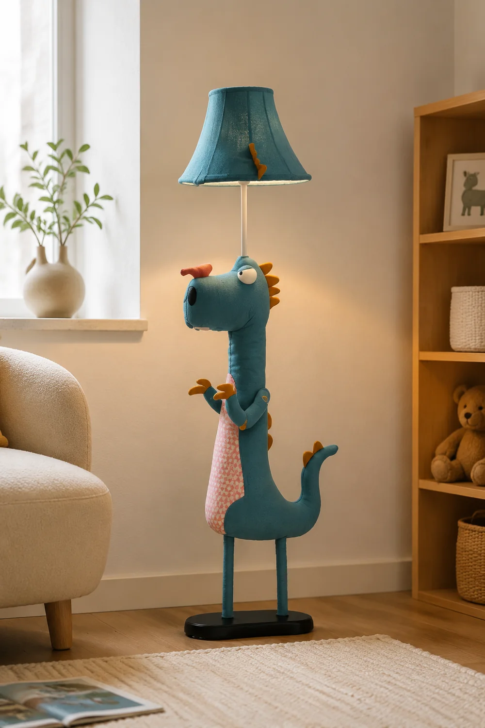 Minori Stehleuchte in Blaue Dinosaurier-Form, Metall, 130CM Lang - Lumpaz