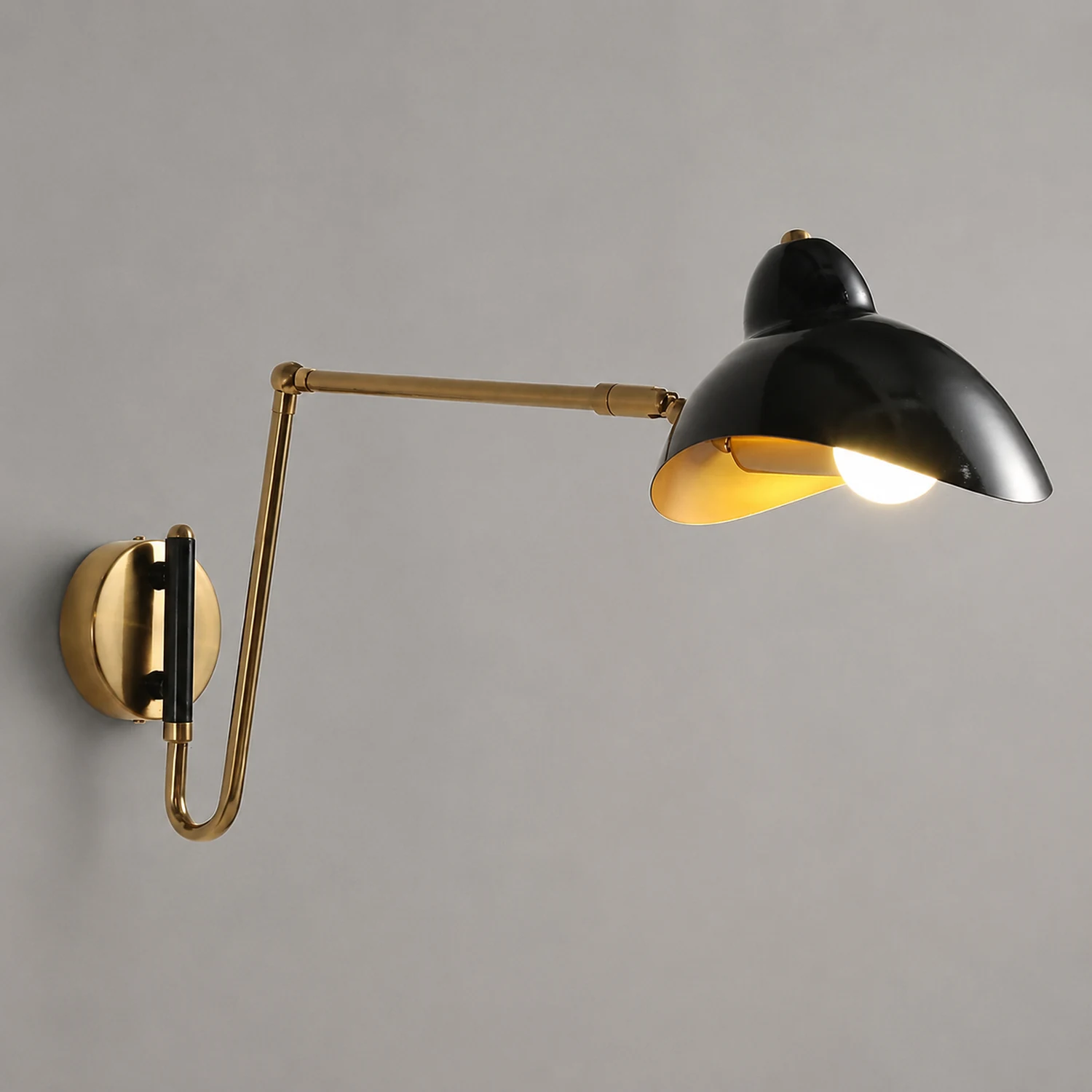 Brady Schwarz Verstellbare Wandleuchte, Metall, 65CM Lang - Lumpaz