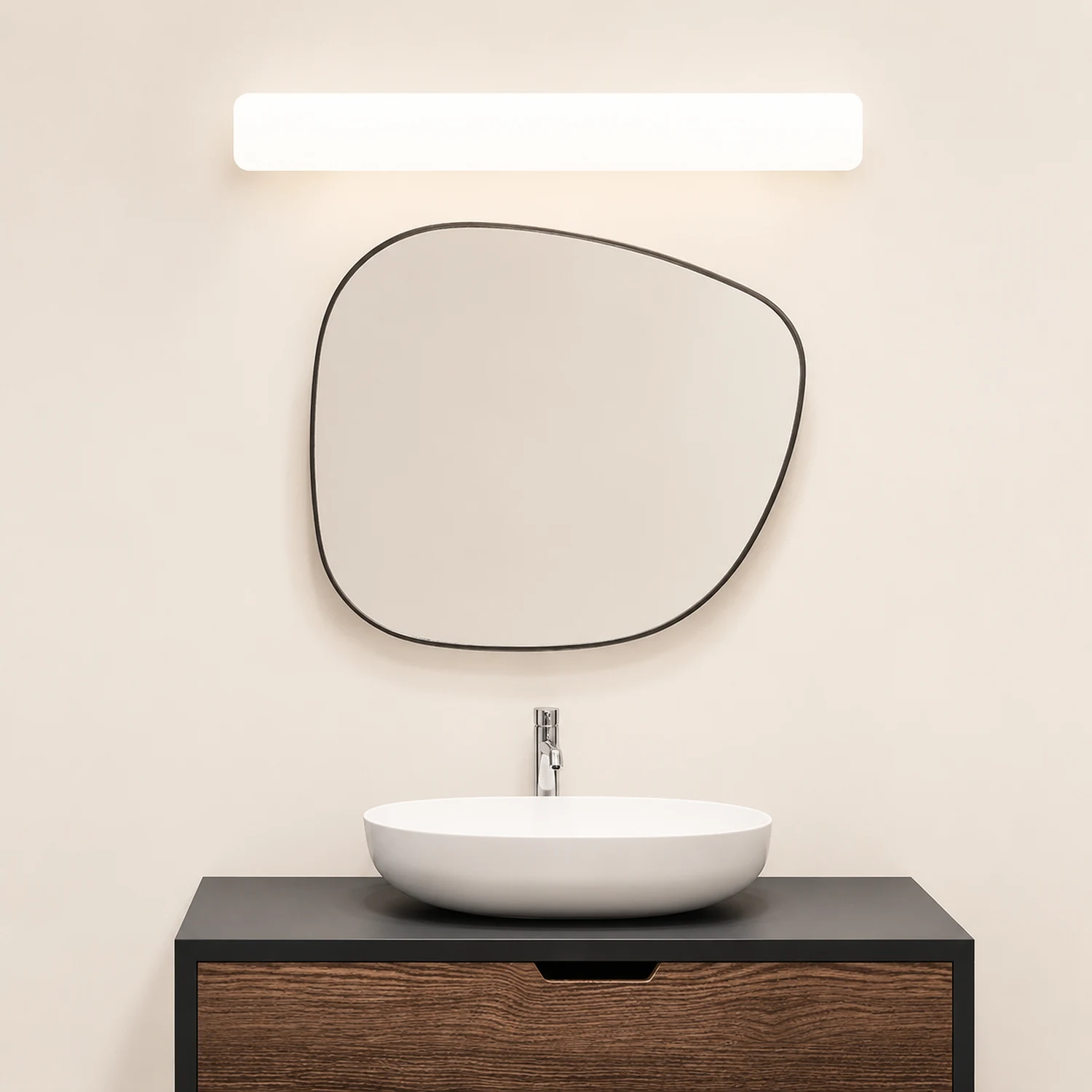 Edge Rechteckige Weiße Spiegelfront Eitelkeit Wandleuchte, 20/40/60CM Lang - Lumpaz