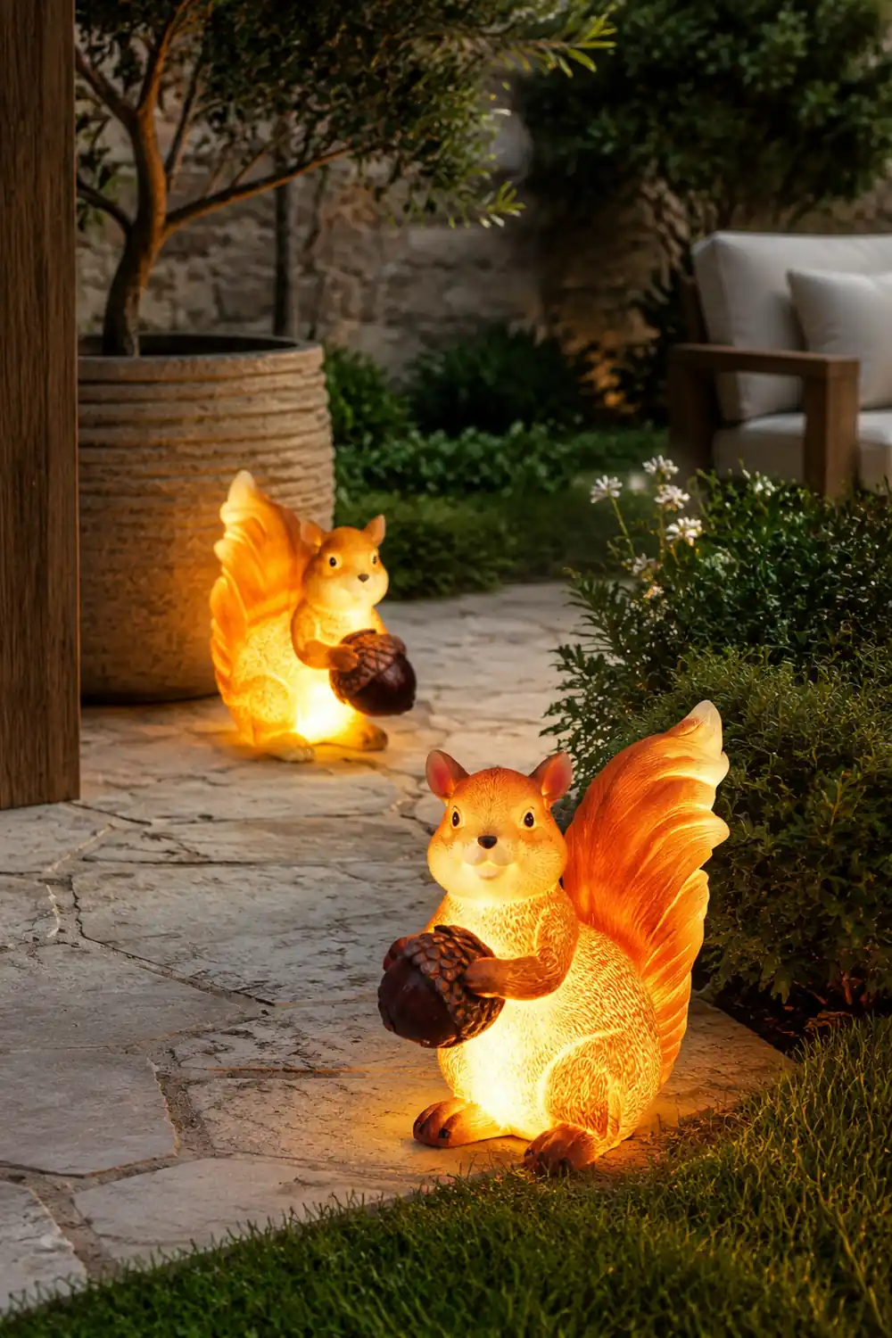 Fateh Außenstehleuchte Eichhörnchen, Solar, 2 Stile, Höhe 44/48CM - Lumpaz