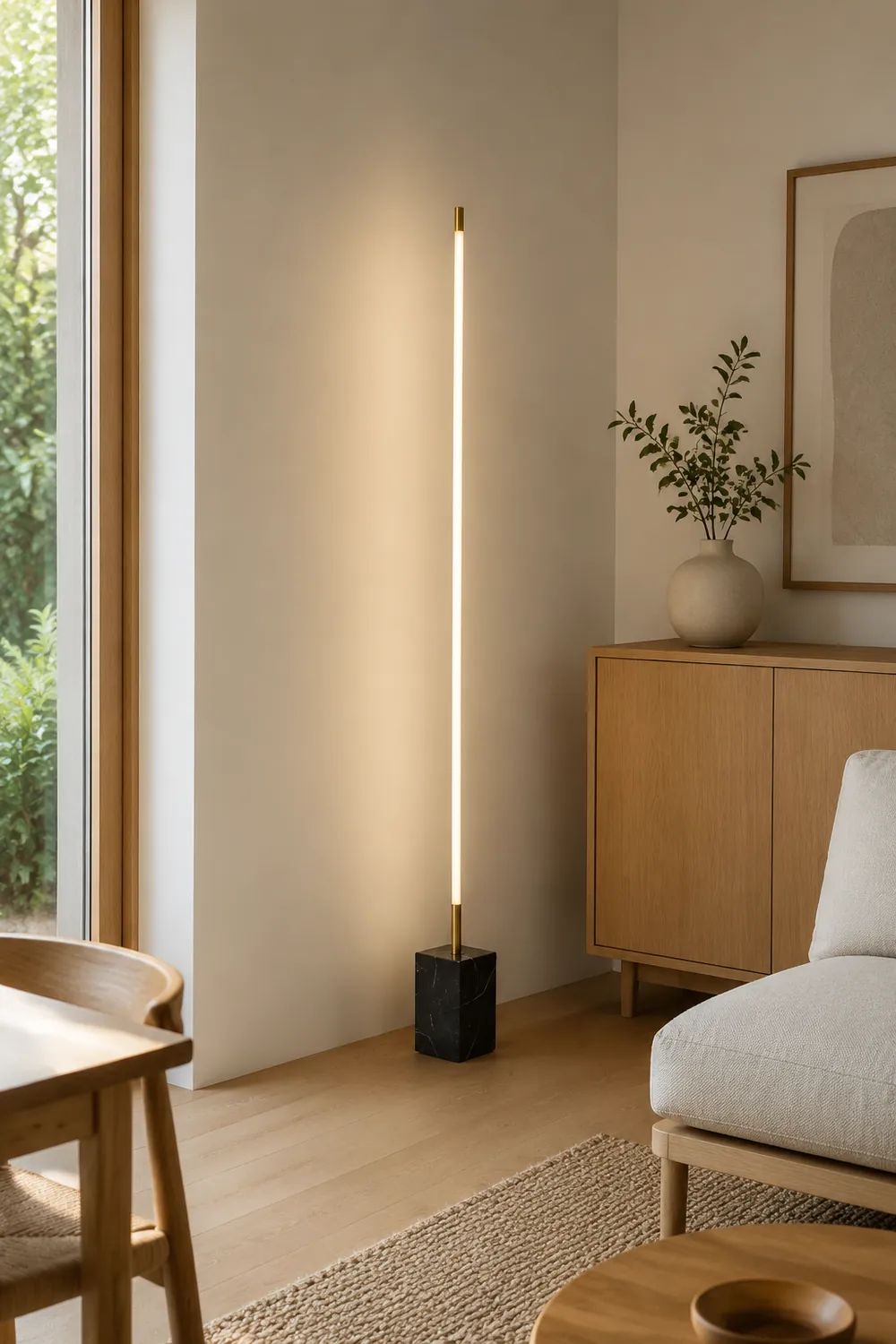 Edge Lineare Stehlampe, Metall & Marmor, 2 Farben, 165CM Lang - Lumpaz