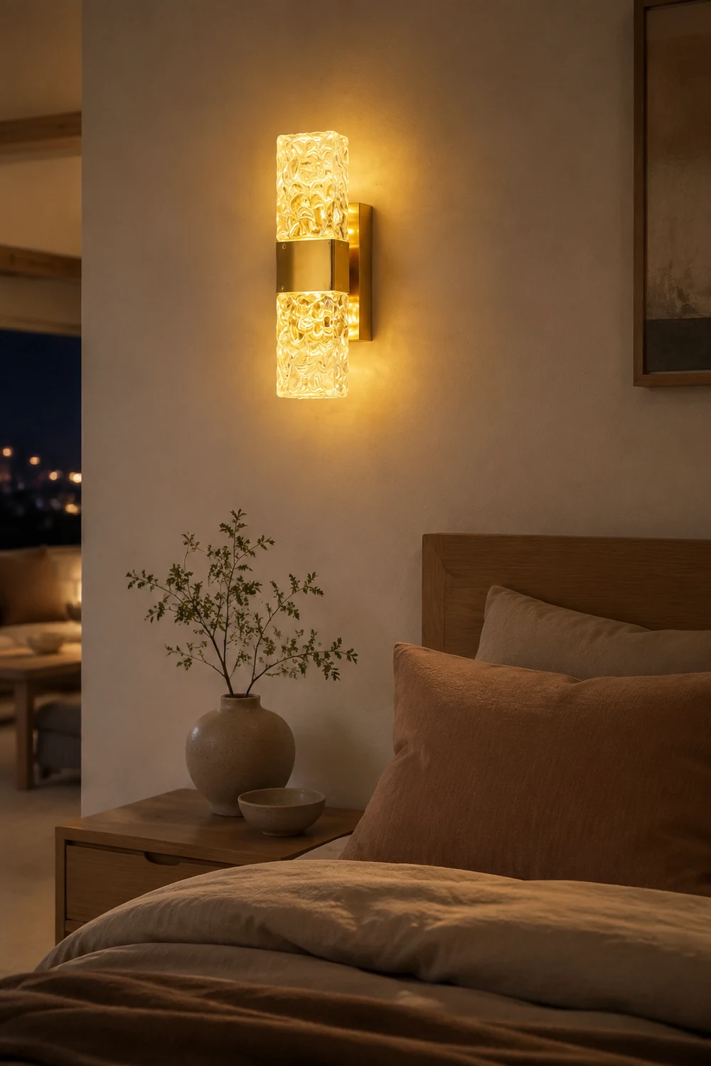 Chan Water Maserung Glas Luxus Licht Dekorativ Wandleuchte für Wohnzimmer, Höhe 30 CM - Lumpaz