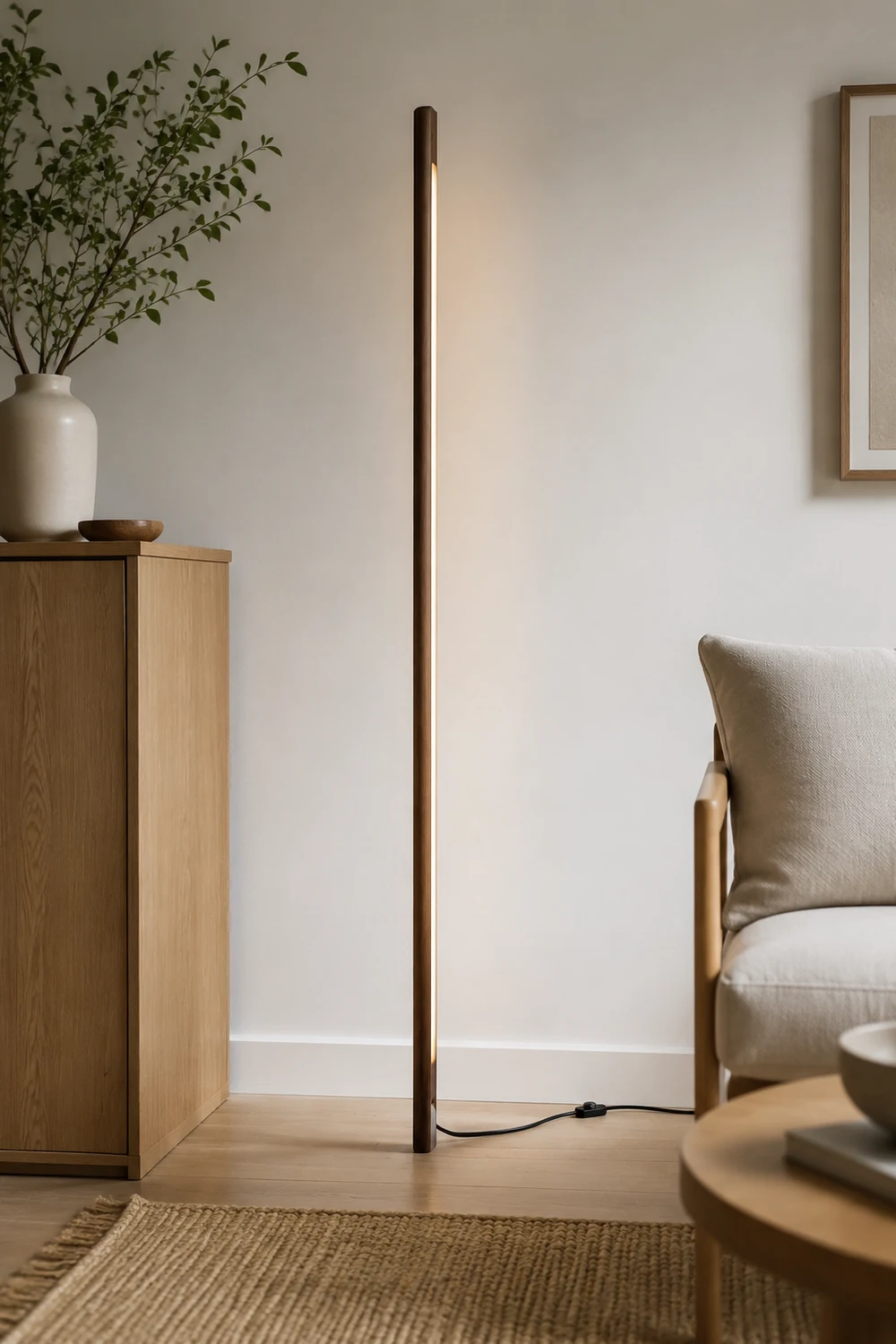 Ozawa Lineare Stehlampe, Holz & Acryl, 3 Farben, 119CM Lang - Lumpaz