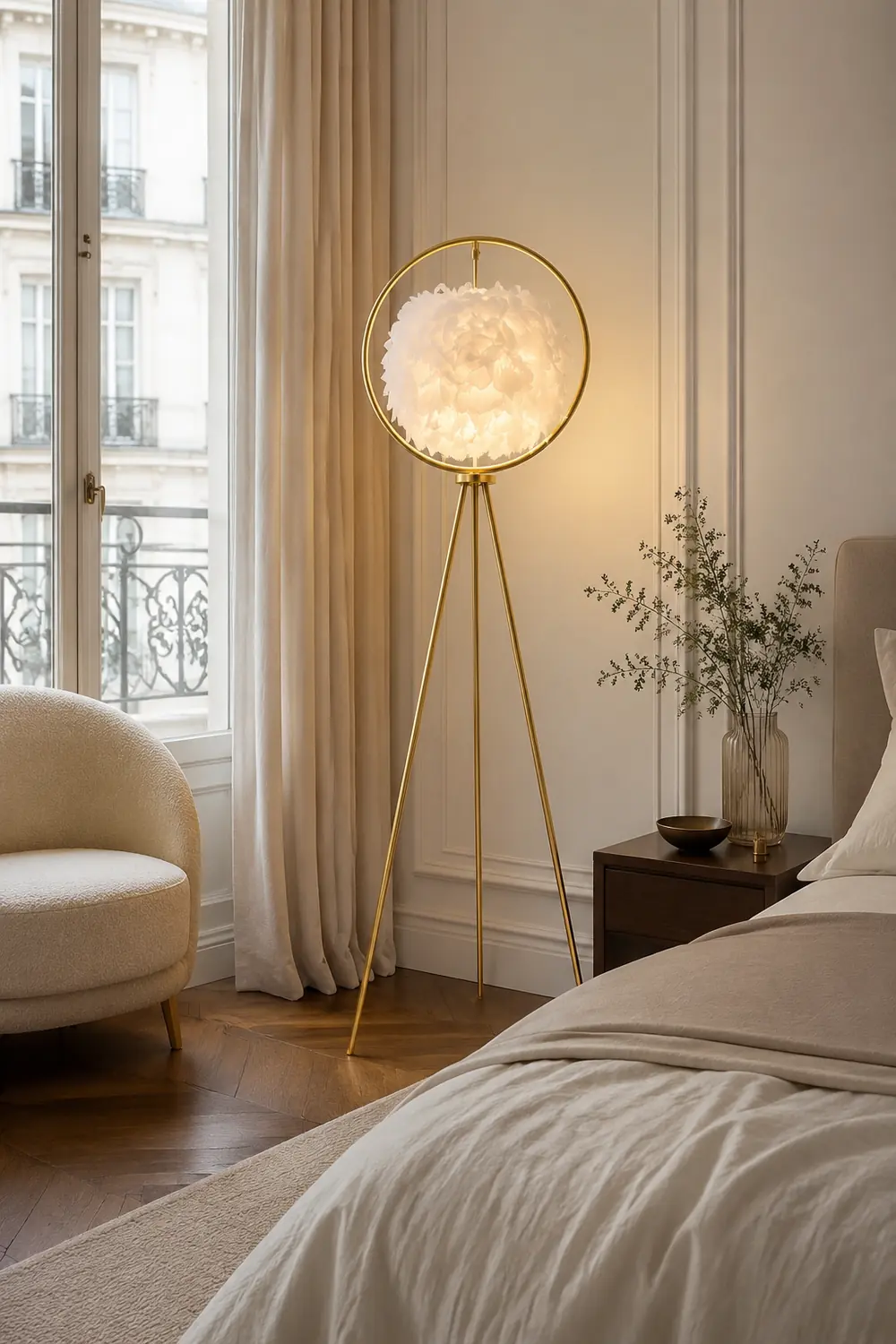O'Moore Feder Ring Stativ Stehlampe, 2 Farben, 160CM Lang - Lumpaz