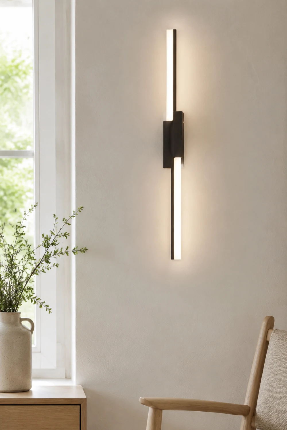 Alana Geometrische Spiegelfront-Wandleuchte, Schwarz & Gold, 40/60CM Lang - Lumpaz