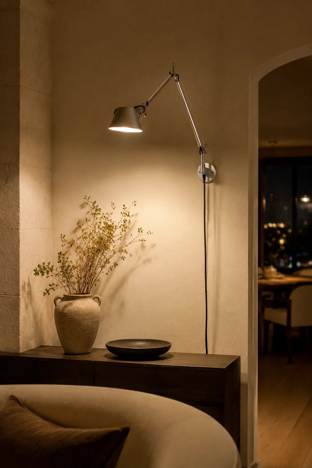 Brady Silber Verstellbare Wandleuchte, Metall, 50CM Lang - Lumpaz