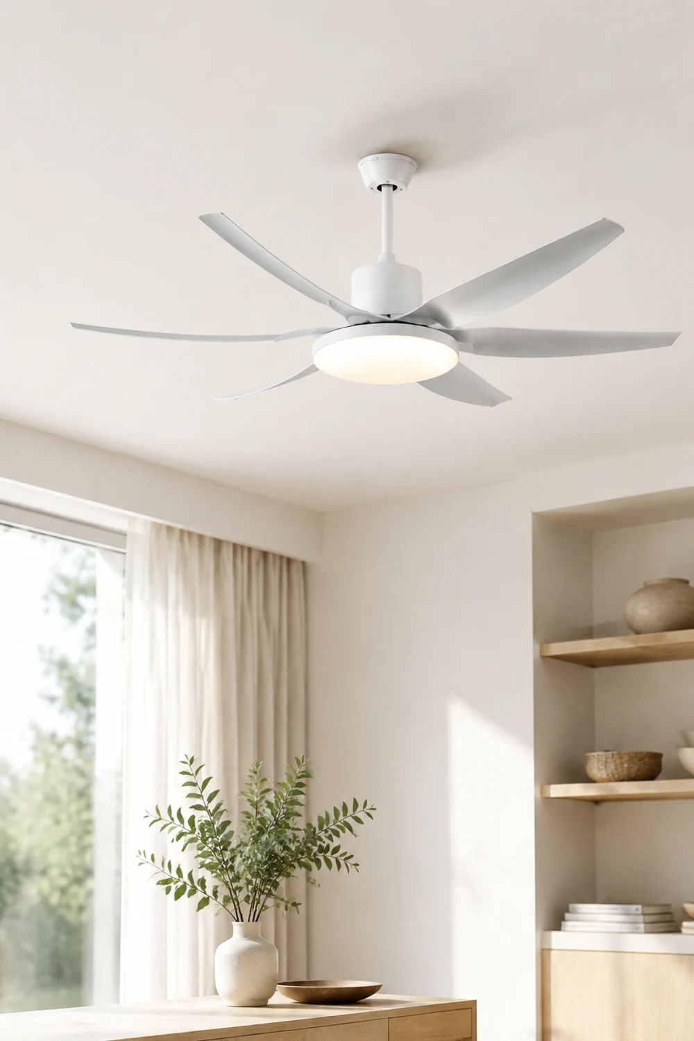Haydn Weißer 6-Blatt-Deckenventilator mit Beleuchtung Grundlegend, ∅130CM - Lumpaz