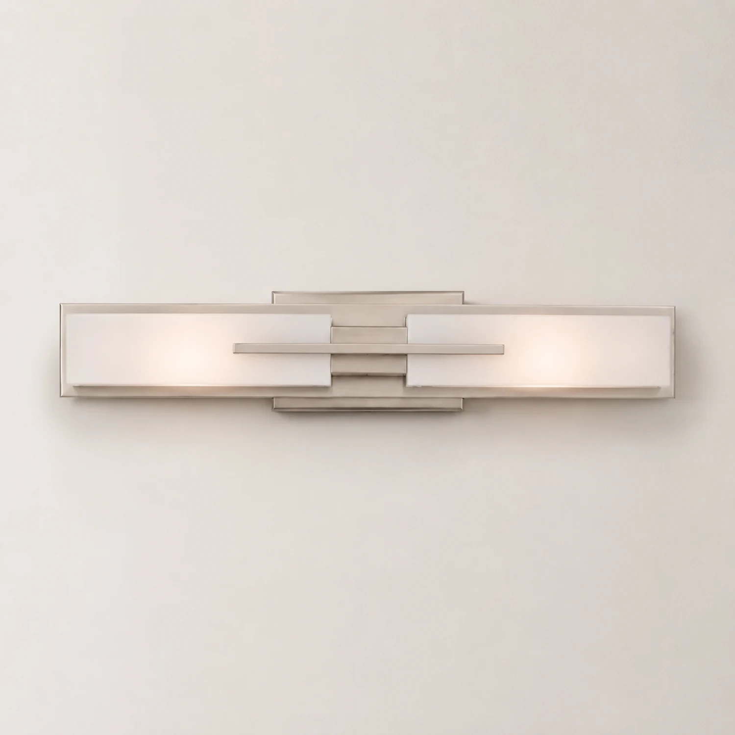Leigh Spiegelfront Waschtisch-Wandleuchte, Nickel/Messing, 60CM Lang - Lumpaz