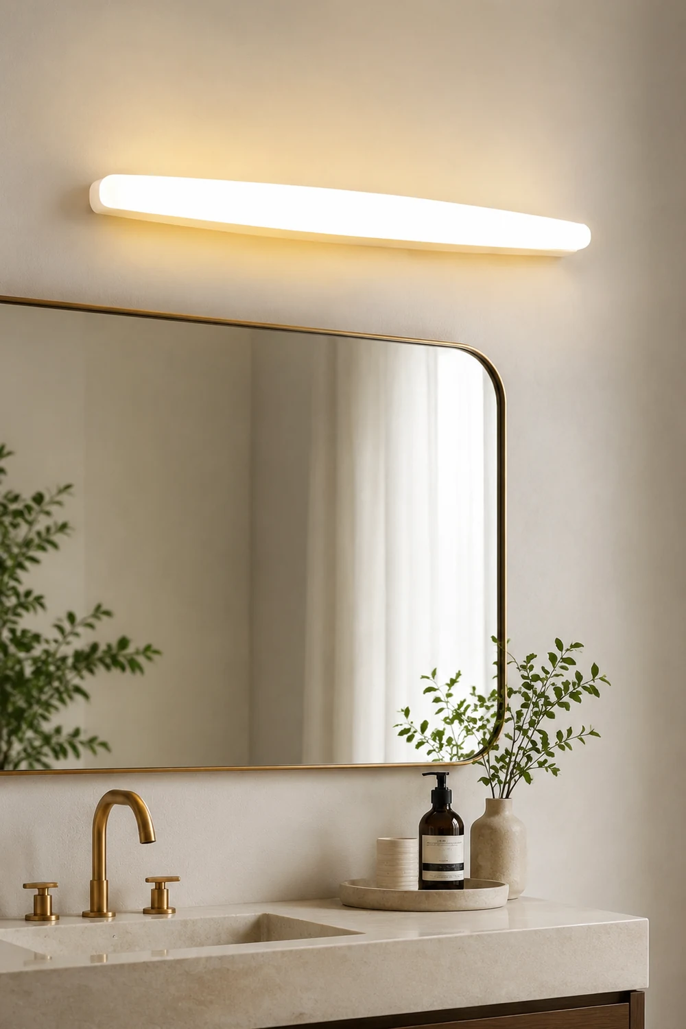 Edge Ovale weiße Spiegelfront Eitelkeit Wandleuchte, 60CM Lang - Lumpaz