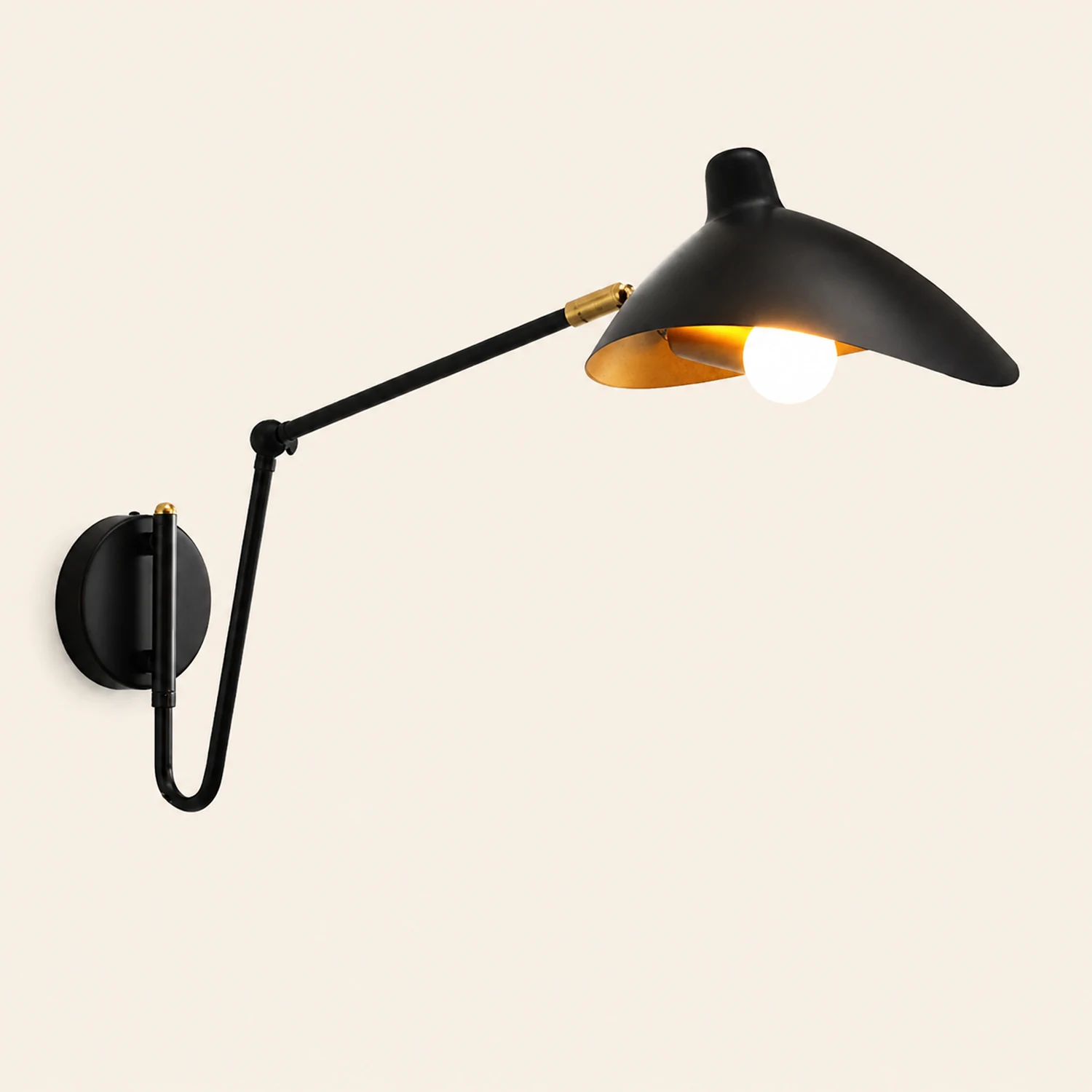 Brady Schwarz Verstellbare Wandleuchte, Metall, 65CM Lang - Lumpaz