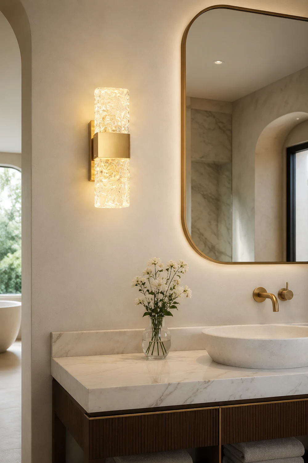 Chan Water Maserung Glas Luxus Licht Dekorativ Wandleuchte für Wohnzimmer, Höhe 30 CM - Lumpaz