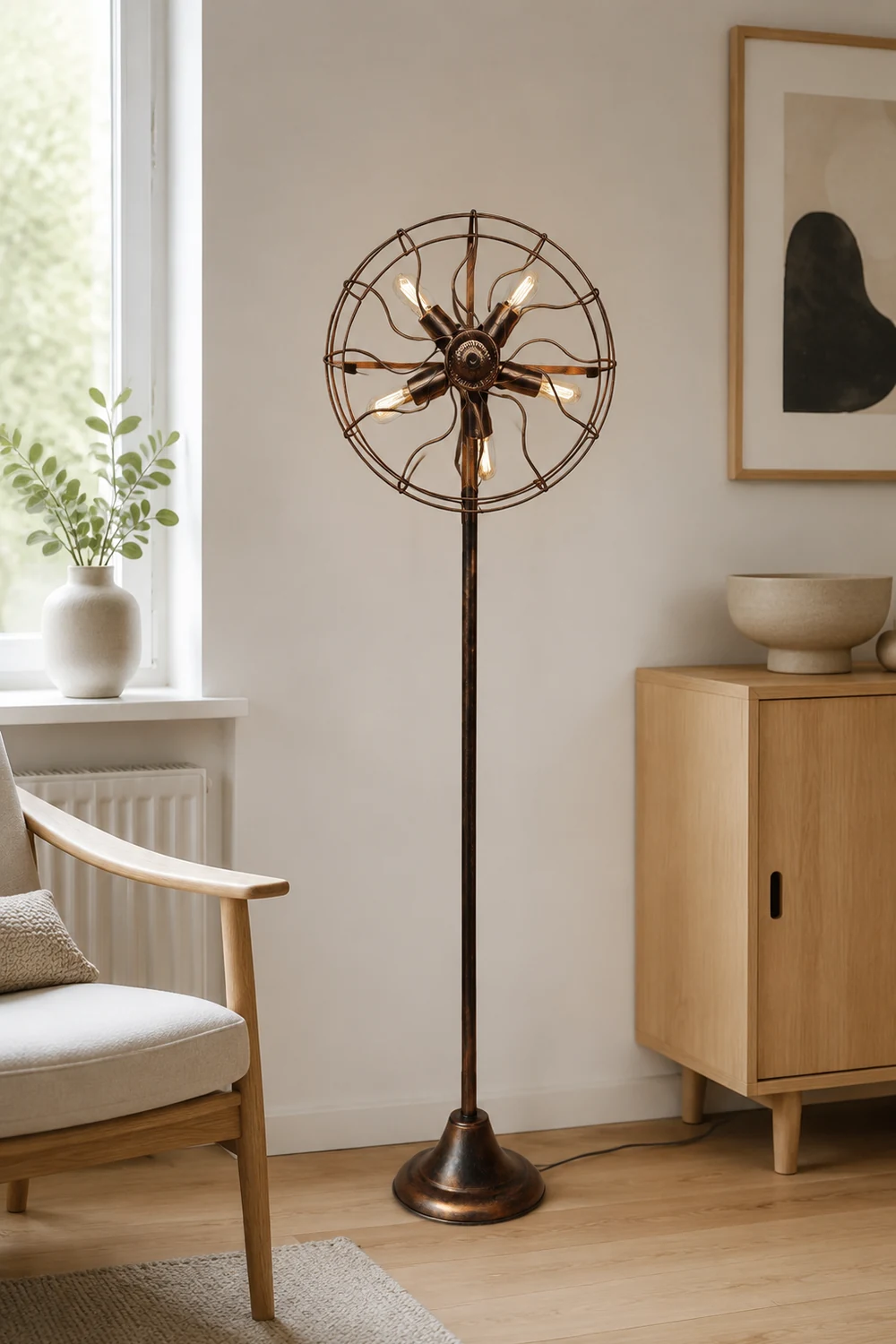 Alessio Ventilator-Design Braune Stehlampe, Metall, 142CM Lang - Lumpaz
