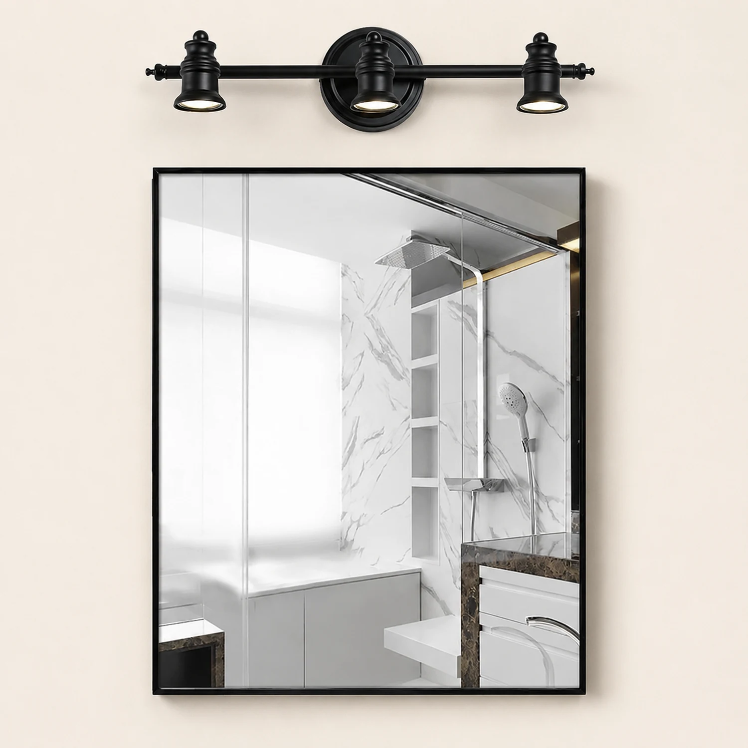 Alessio Schwarzer Spiegel Front Vanity Wandleuchte, 2/3/4-flammig - Lumpaz