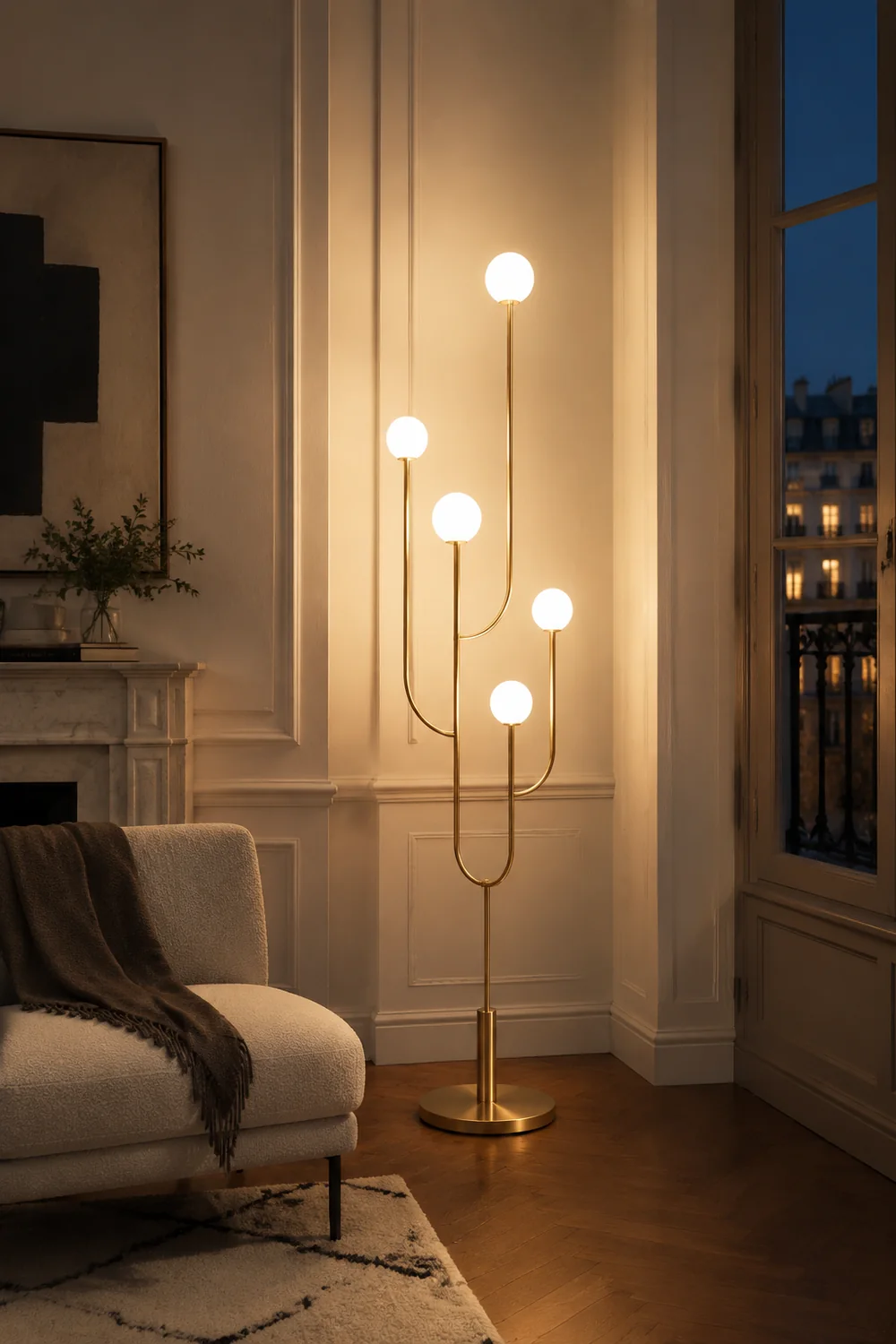 Valentina Kaktus Stehlampe, Messing & Glas, 180CM Lang - Lumpaz