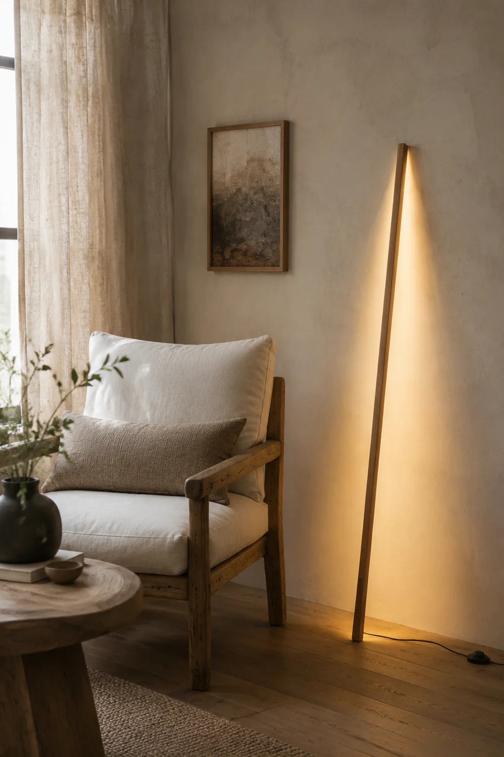 Ozawa Lineare Stehlampe, Holz, 2 Farben - Lumpaz