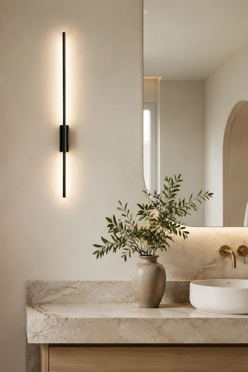 Edge Lineare Spiegelfront Waschtisch-Wandleuchte, 2 Farben & Stile, 61/80/100/120CM Lang - Lumpaz