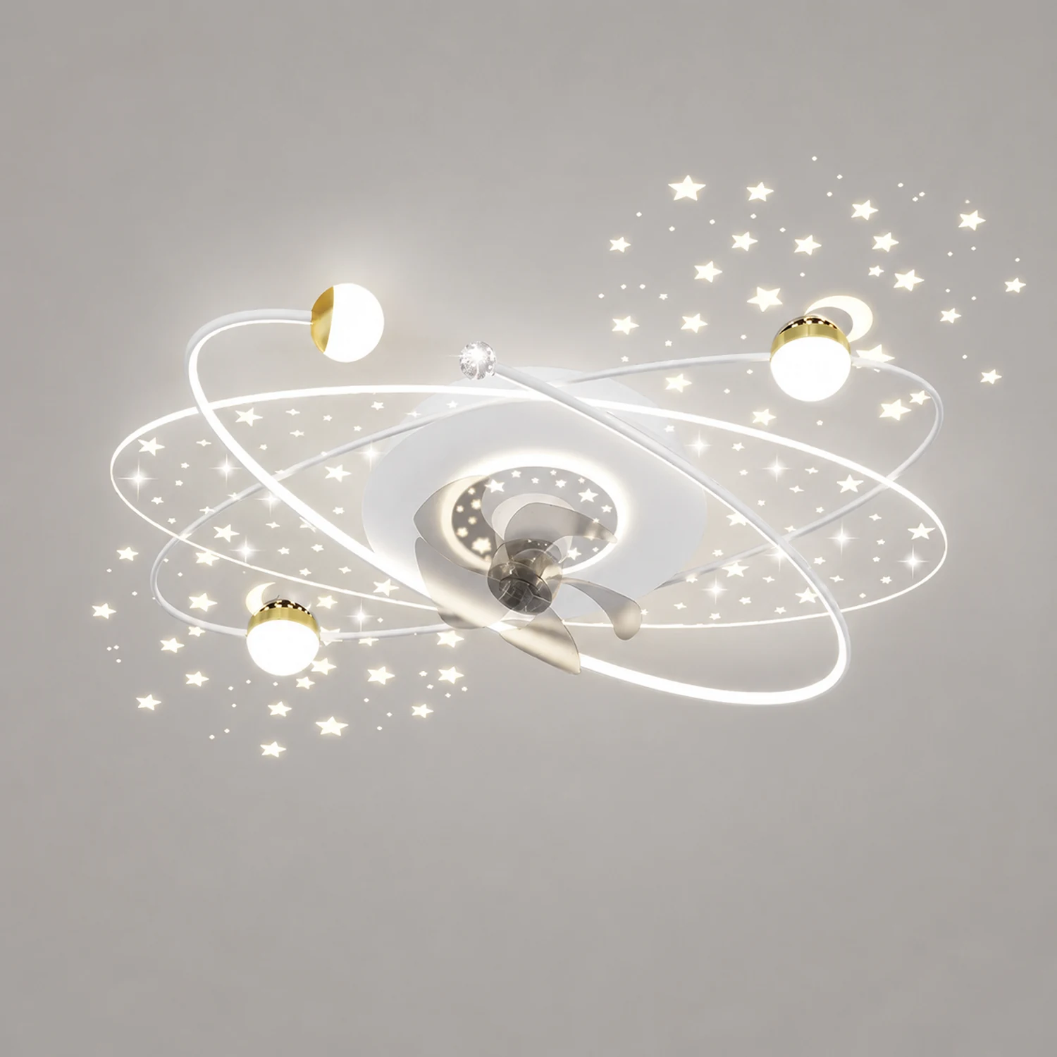 Madina Deckenventilator mit Beleuchtung Sternklar, 3 Farben, ∅110CM - Lumpaz