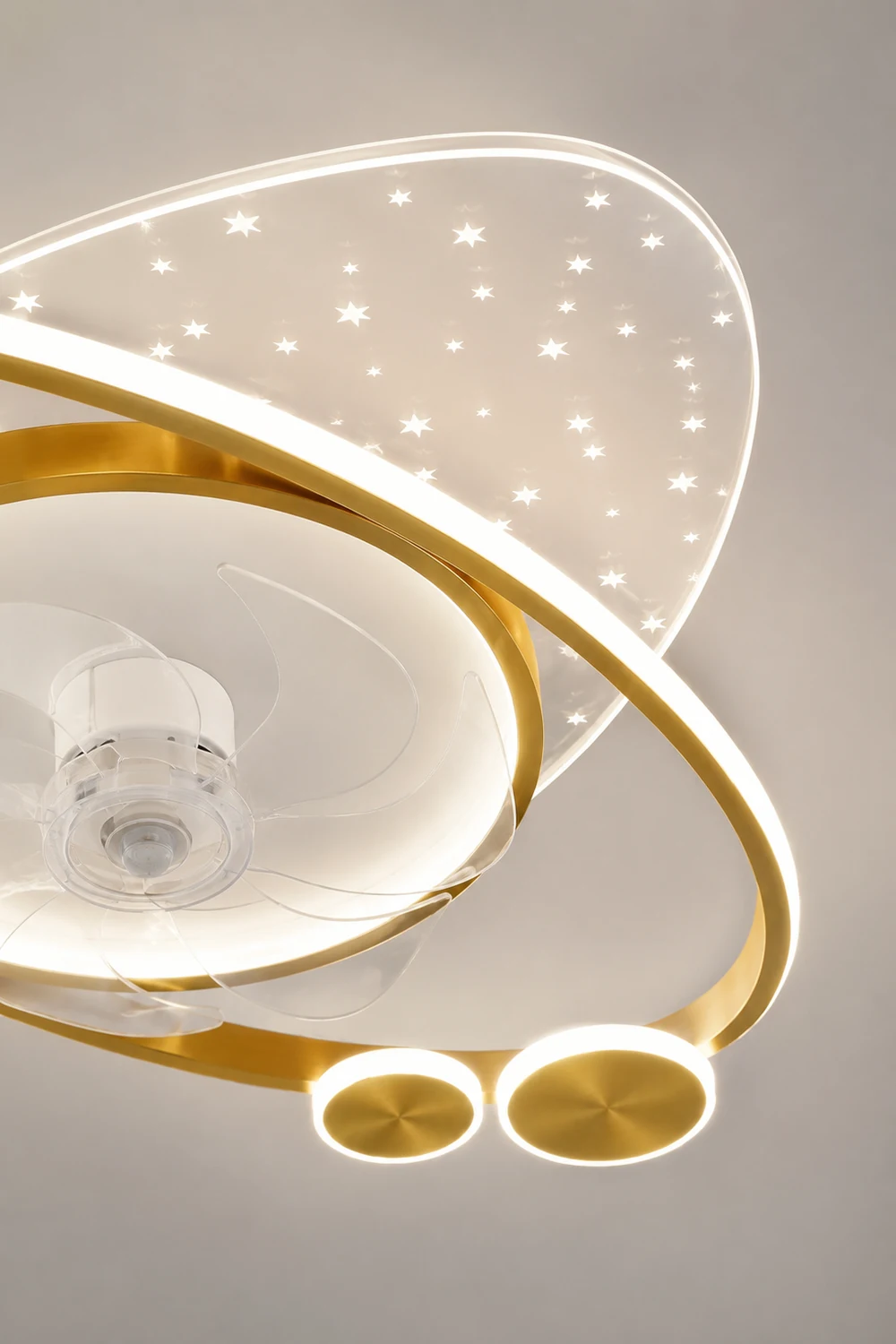 Madina Deckenventilator mit Beleuchtung 2-Ring 7-Blatt, 2 Farben, 58CM Lang - Lumpaz