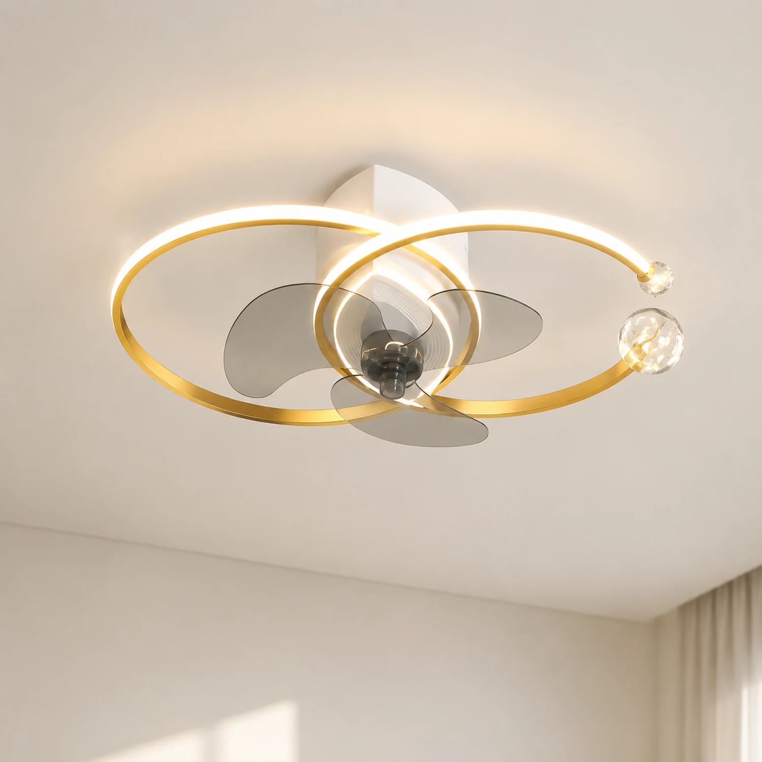 Arisha Deckenventilator mit Beleuchtung Doppel-C 3-Blatt, 2 Farben, ∅70CM - Lumpaz