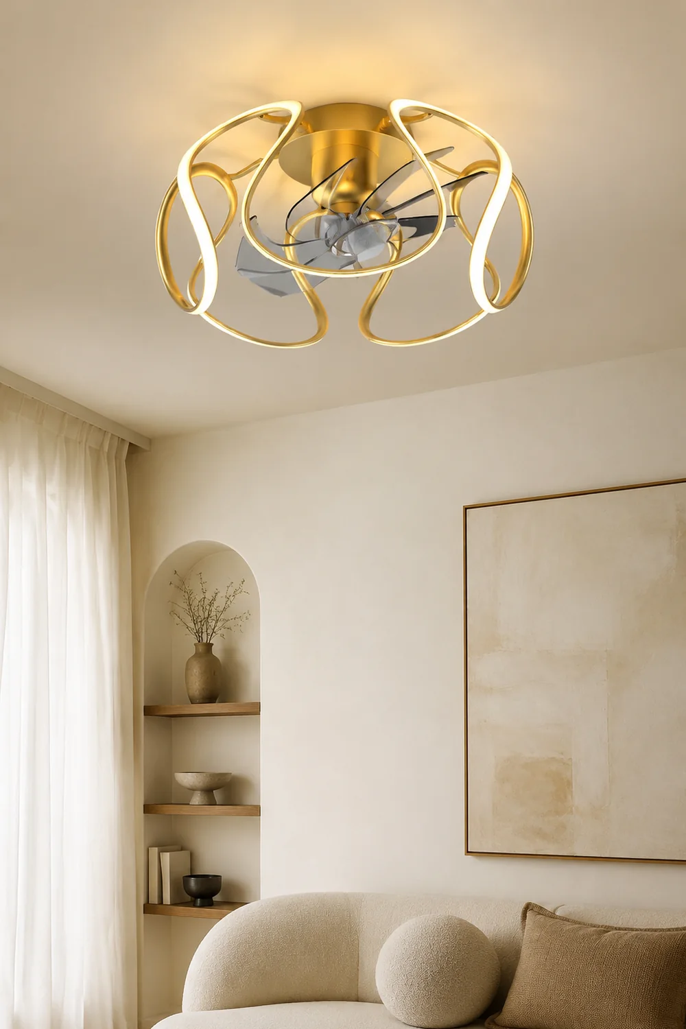 Lacey Deckenventilator mit Beleuchtung Gold, ∅50CM - Lumpaz