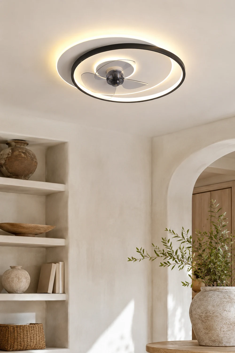 Arisha Deckenventilator mit Beleuchtung 2-Ring, 2 Farben, ∅46/56CM - Lumpaz