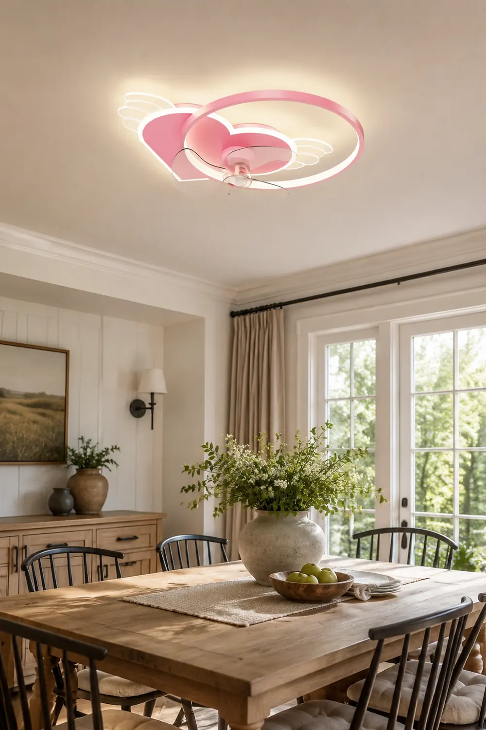 Minori Deckenventilator mit Beleuchtung Herz Rosa, 56CM Lang - Lumpaz