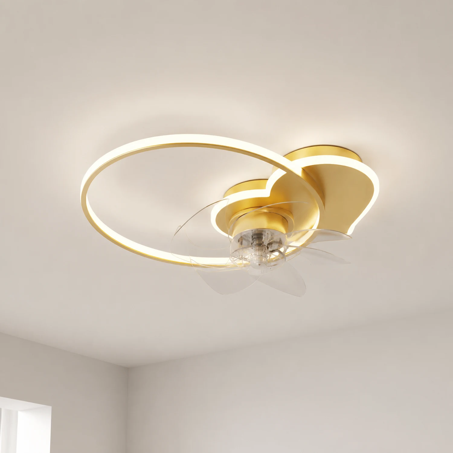 Arisha Deckenventilator mit Beleuchtung 2/3/4/5 Ringe, 2 Farben, ∅45/55/60/80CM - Lumpaz