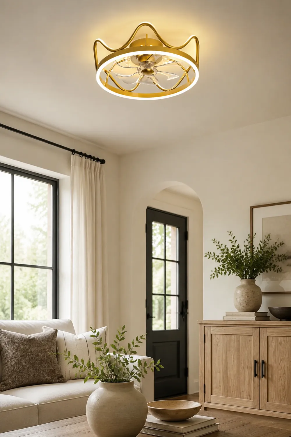 Madina Deckenventilator mit Beleuchtung Krone, 2 Farben, ∅47/56cm - Lumpaz