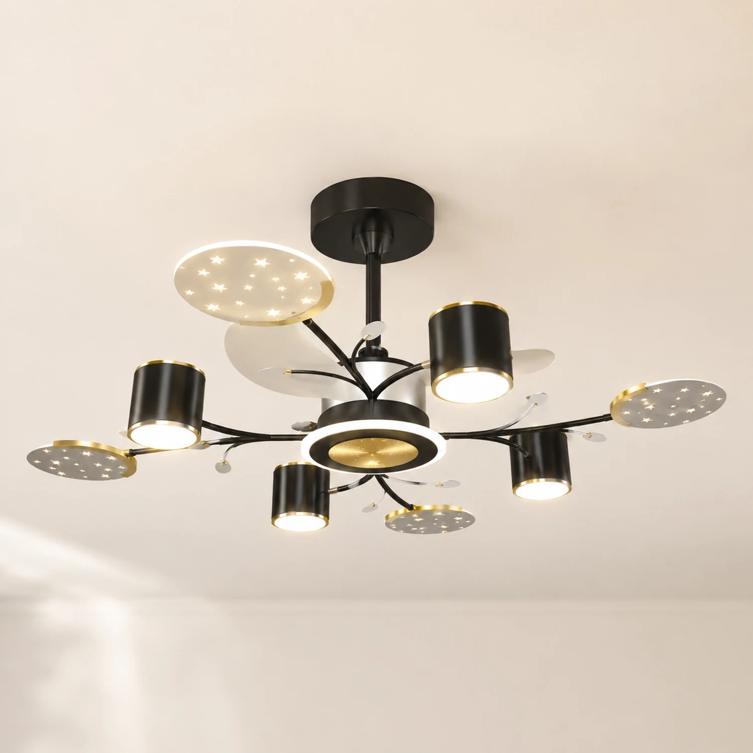Madina Deckenventilator mit Beleuchtung, 6/8/10/12-flammig, ∅80/100/120CM - Lumpaz