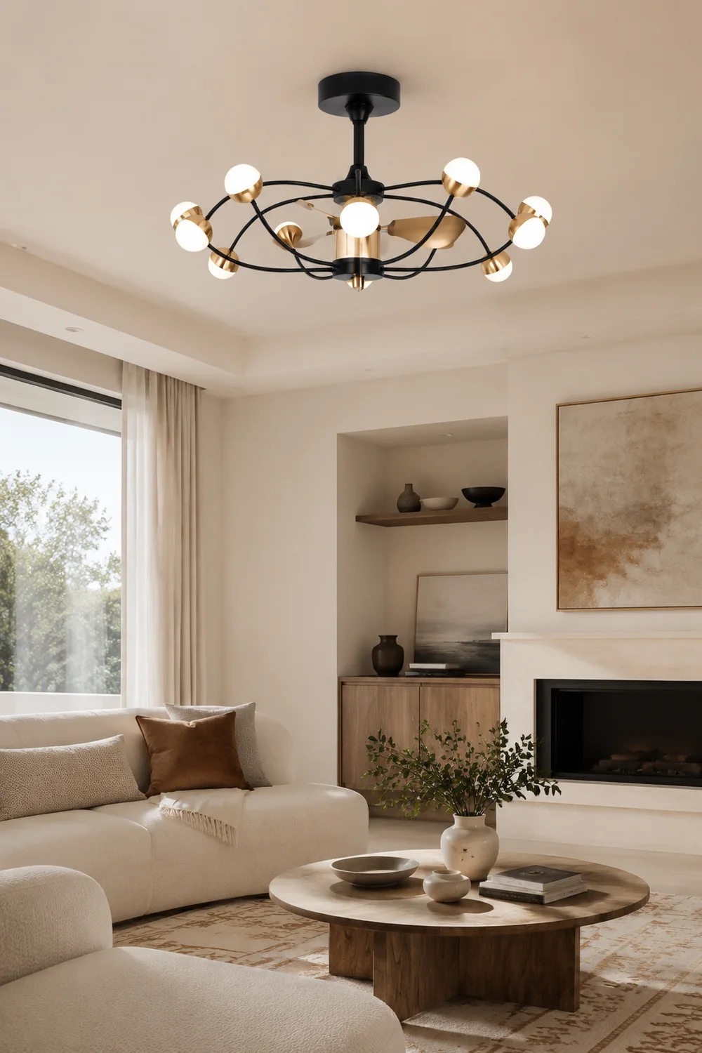 Valentina Deckenventilator mit Beleuchtung, 12-flamming, Metall & Acryl, ∅90CM - Lumpaz