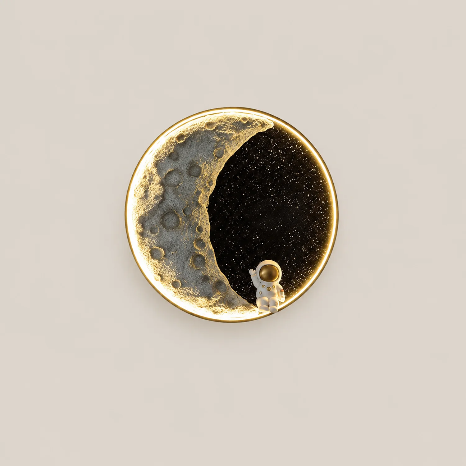 Elif Wandleuchte Astronaut Mond Schwarz, ∅50CM - Lumpaz